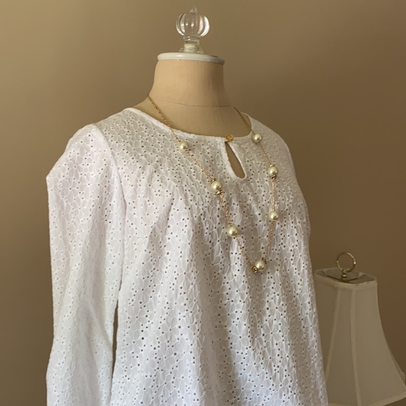 Lilly Pulitzer White Telyn Eyelet Crochet Top Size M - Picture 11 of 16